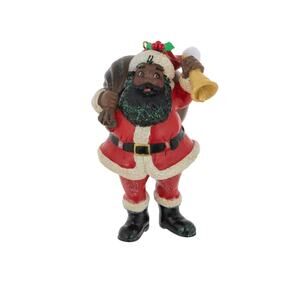 Black Santa Christmas Tree Ornament Gift Bag and Bell 4.5 in New